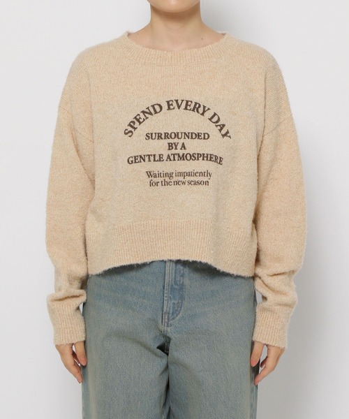 LOWRYS FARM（ローリーズファーム）の「ブークレロゴショートＬＳ　152624（ニット/セーター・レディース・チャコールグレー/ブルー/アイボリー・FREE）」の21枚目の写真