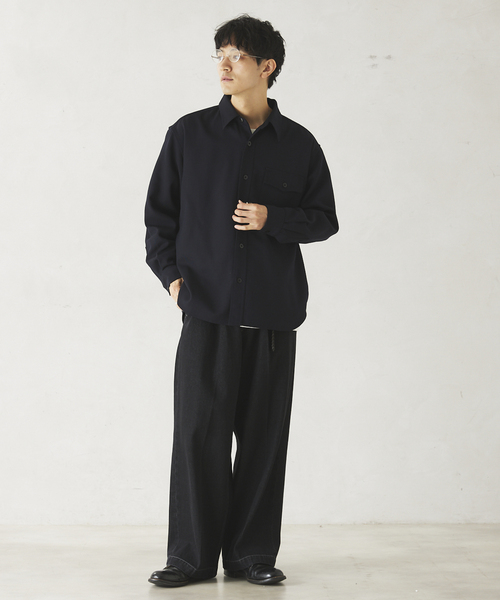 JOURNAL STANDARD relume（ジャーナルスタンダード　レリューム）の「ウールミックスTWツイル オフィサーCPOシャツジャケット（シャツ/ブラウス・メンズ・チャコールグレー/ブラウン/ネイビー・MEDIUM/LARGE）」の4枚目の写真