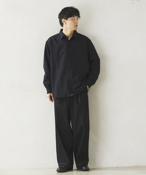 JOURNAL STANDARD relume（ジャーナルスタンダード　レリューム）の「ウールミックスTWツイル オフィサーCPOシャツジャケット（シャツ/ブラウス・メンズ・チャコールグレー/ブラウン/ネイビー・MEDIUM/LARGE）」の9枚目の写真