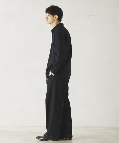 JOURNAL STANDARD relume（ジャーナルスタンダード　レリューム）の「ウールミックスTWツイル オフィサーCPOシャツジャケット（シャツ/ブラウス・メンズ・チャコールグレー/ブラウン/ネイビー・MEDIUM/LARGE）」の8枚目の写真