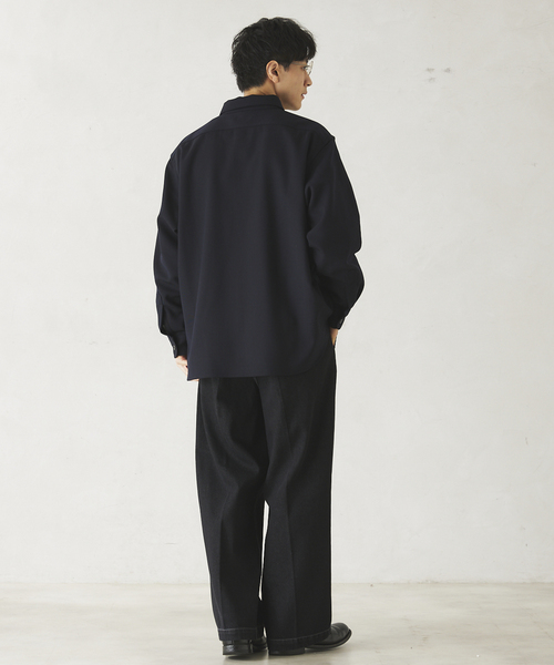 JOURNAL STANDARD relume（ジャーナルスタンダード　レリューム）の「ウールミックスTWツイル オフィサーCPOシャツジャケット（シャツ/ブラウス・メンズ・チャコールグレー/ブラウン/ネイビー・MEDIUM/LARGE）」の7枚目の写真