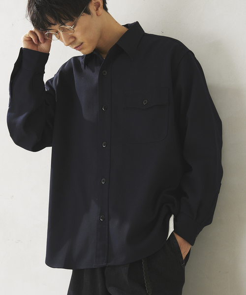 JOURNAL STANDARD relume（ジャーナルスタンダード　レリューム）の「ウールミックスTWツイル オフィサーCPOシャツジャケット（シャツ/ブラウス・メンズ・チャコールグレー/ブラウン/ネイビー・MEDIUM/LARGE）」の11枚目の写真