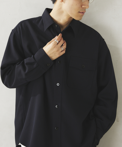 JOURNAL STANDARD relume（ジャーナルスタンダード　レリューム）の「ウールミックスTWツイル オフィサーCPOシャツジャケット（シャツ/ブラウス・メンズ・チャコールグレー/ブラウン/ネイビー・MEDIUM/LARGE）」の15枚目の写真