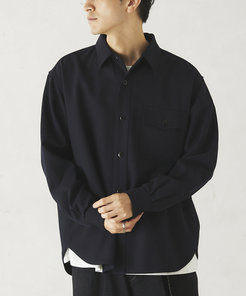 JOURNAL STANDARD relume（ジャーナルスタンダード　レリューム）の「ウールミックスTWツイル オフィサーCPOシャツジャケット（シャツ/ブラウス・メンズ・チャコールグレー/ブラウン/ネイビー・MEDIUM/LARGE）」の17枚目の写真