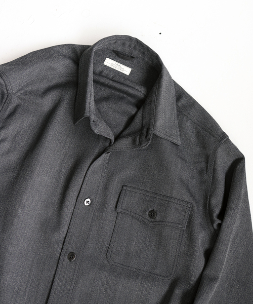 JOURNAL STANDARD relume（ジャーナルスタンダード　レリューム）の「ウールミックスTWツイル オフィサーCPOシャツジャケット（シャツ/ブラウス・メンズ・チャコールグレー/ブラウン/ネイビー・MEDIUM/LARGE）」の18枚目の写真