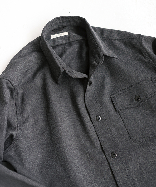 JOURNAL STANDARD relume（ジャーナルスタンダード　レリューム）の「ウールミックスTWツイル オフィサーCPOシャツジャケット（シャツ/ブラウス・メンズ・チャコールグレー/ブラウン/ネイビー・MEDIUM/LARGE）」の20枚目の写真