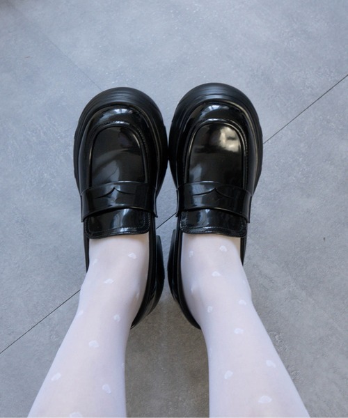 Fabby fabby(ファビィーファビィー)の「チャンキーハイヒールローファー(ローファー・レディース・ブラック・SMALL/MEDIUM/LARGE)」の1枚目の写真