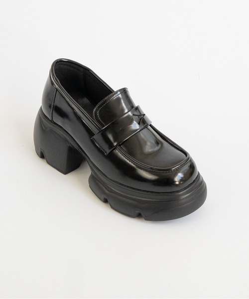 Fabby fabby(ファビィーファビィー)の「チャンキーハイヒールローファー(ローファー・レディース・ブラック・SMALL/MEDIUM/LARGE)」の3枚目の写真