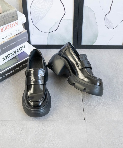 Fabby fabby(ファビィーファビィー)の「チャンキーハイヒールローファー(ローファー・レディース・ブラック・SMALL/MEDIUM/LARGE)」の8枚目の写真