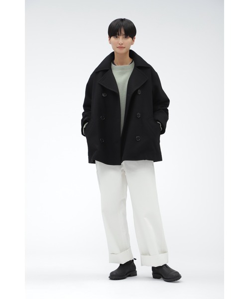 MHL. COARSE WOOL MELTON ブラック L ピーコート セール】COARSE WOOL MELTON（ピーコート）｜MHL