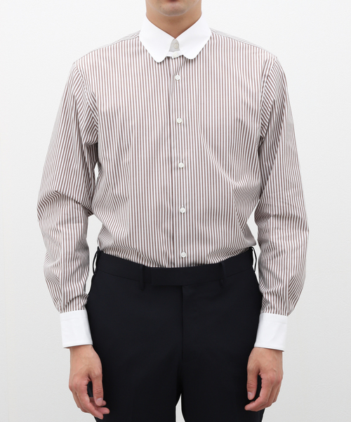 EDIFICE（エディフィス）の「D.ラウンドタブ クレリックシャツ ストライプ（シャツ/ブラウス・メンズ・チョコ/ブラック系その他・41/40/39/38/37）」の18枚目の写真