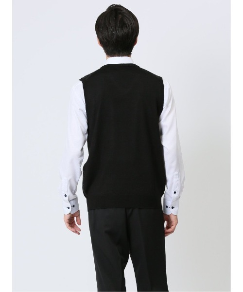 Alexander Julian（アレキサンダージュリアン）の「アレキサンダージュリアン ウォッシャブル ウール混 チェック柄 プルベスト（ベスト・メンズ・ブラック/ネイビー・MEDIUM/LARGE/X-LARGE）」の19枚目の写真