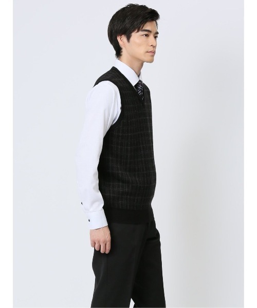 Alexander Julian（アレキサンダージュリアン）の「アレキサンダージュリアン ウォッシャブル ウール混 チェック柄 プルベスト（ベスト・メンズ・ブラック/ネイビー・MEDIUM/LARGE/X-LARGE）」の18枚目の写真