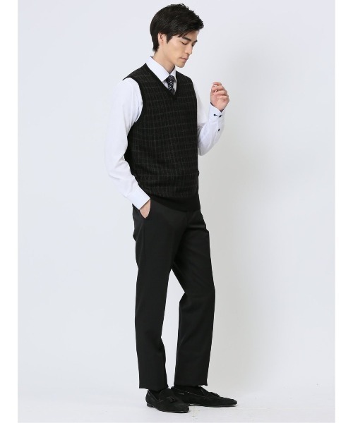 Alexander Julian（アレキサンダージュリアン）の「アレキサンダージュリアン ウォッシャブル ウール混 チェック柄 プルベスト（ベスト・メンズ・ブラック/ネイビー・MEDIUM/LARGE/X-LARGE）」の17枚目の写真