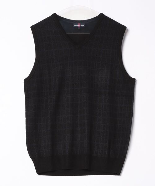 Alexander Julian（アレキサンダージュリアン）の「アレキサンダージュリアン ウォッシャブル ウール混 チェック柄 プルベスト（ベスト・メンズ・ブラック/ネイビー・MEDIUM/LARGE/X-LARGE）」の16枚目の写真