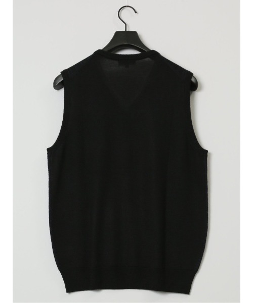 Alexander Julian（アレキサンダージュリアン）の「アレキサンダージュリアン ウォッシャブル ウール混 チェック柄 プルベスト（ベスト・メンズ・ブラック/ネイビー・MEDIUM/LARGE/X-LARGE）」の14枚目の写真