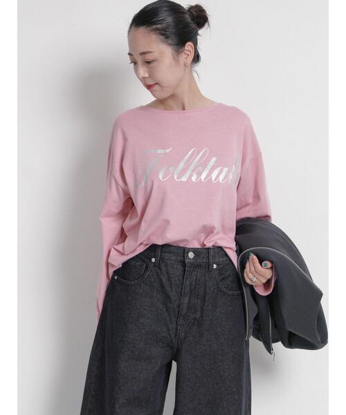 sm2rhythm（サマンサモスモスリズム）の「ロゴプリントロンT（Tシャツ/カットソー・レディース・チャコールグレー/オフホワイト/ピンク・F）」の8枚目の写真