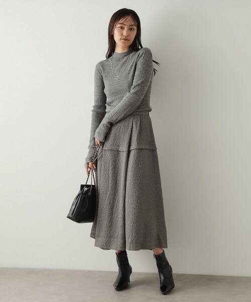 OPAQUE.CLIP（オペークドットクリップ）の「◆《美人百花掲載》レオパードジャカード フレアスカート【洗濯機洗い可】（スカート・レディース・チャコールグレー/ブルー/ブラック・40/38/42）」の6枚目の写真