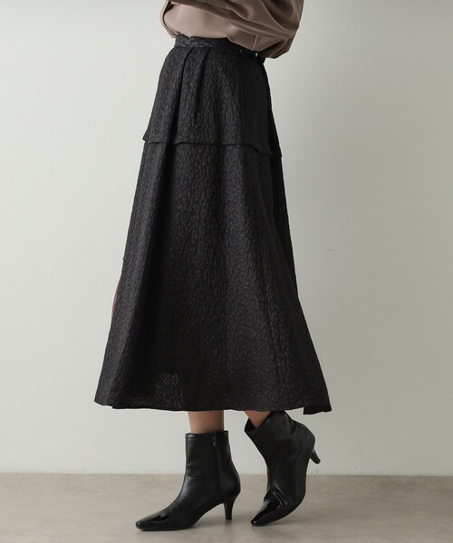 OPAQUE.CLIP（オペークドットクリップ）の「◆《美人百花掲載》レオパードジャカード フレアスカート【洗濯機洗い可】（スカート・レディース・チャコールグレー/ブルー/ブラック・40/38/42）」の8枚目の写真