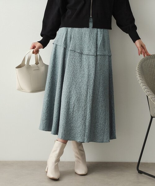 OPAQUE.CLIP（オペークドットクリップ）の「◆《美人百花掲載》レオパードジャカード フレアスカート【洗濯機洗い可】（スカート・レディース・チャコールグレー/ブルー/ブラック・40/38/42）」の12枚目の写真