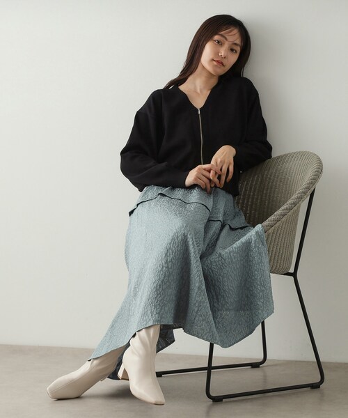 OPAQUE.CLIP（オペークドットクリップ）の「◆《美人百花掲載》レオパードジャカード フレアスカート【洗濯機洗い可】（スカート・レディース・チャコールグレー/ブルー/ブラック・40/38/42）」の14枚目の写真