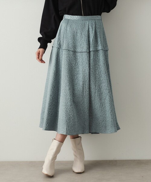 OPAQUE.CLIP（オペークドットクリップ）の「◆《美人百花掲載》レオパードジャカード フレアスカート【洗濯機洗い可】（スカート・レディース・チャコールグレー/ブルー/ブラック・40/38/42）」の16枚目の写真