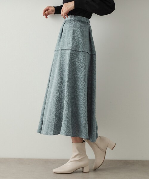 OPAQUE.CLIP（オペークドットクリップ）の「◆《美人百花掲載》レオパードジャカード フレアスカート【洗濯機洗い可】（スカート・レディース・チャコールグレー/ブルー/ブラック・40/38/42）」の17枚目の写真