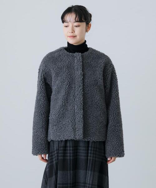 かぐれ（カグレ）の「ウールボアジャケット（その他アウター・レディース・アイボリー/チャコールグレー・FREE）」の22枚目の写真