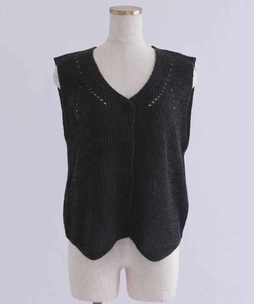 EN NEUME(エンノイム)の「Melange Knit Gilet(ベスト・レディース・ブラック/オフホワイト/ブラウン・FREE)」の10枚目の写真