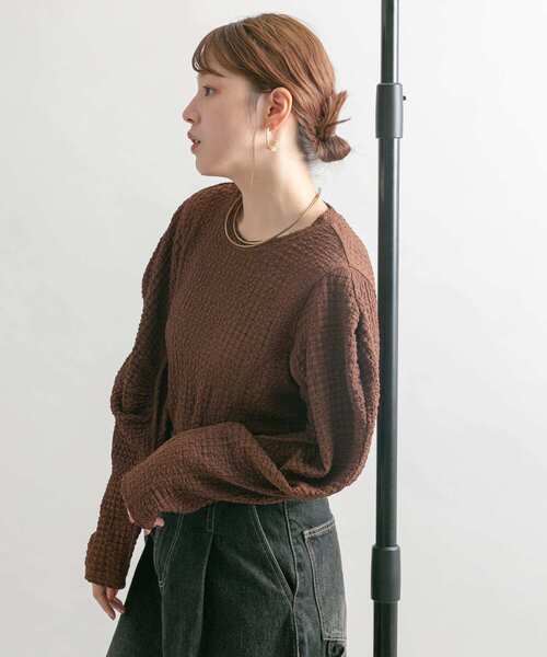 KBF（ケイビーエフ）の「カーブスリーブカットソー（Tシャツ/カットソー・レディース・ブラウン/ブラック/アイボリー・ONE）」の12枚目の写真