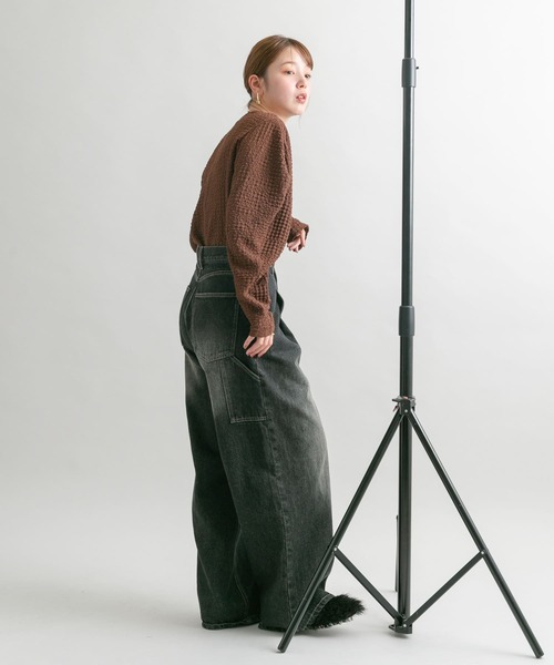 KBF（ケイビーエフ）の「カーブスリーブカットソー（Tシャツ/カットソー・レディース・ブラウン/ブラック/アイボリー・ONE）」の4枚目の写真