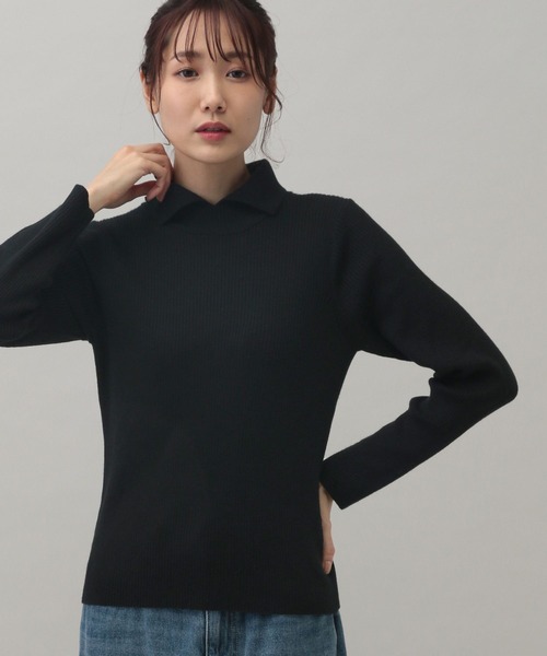 kitaページ ジョーゼット斜め切替えデザインTシャツ(M ブラック): トップス｜Right