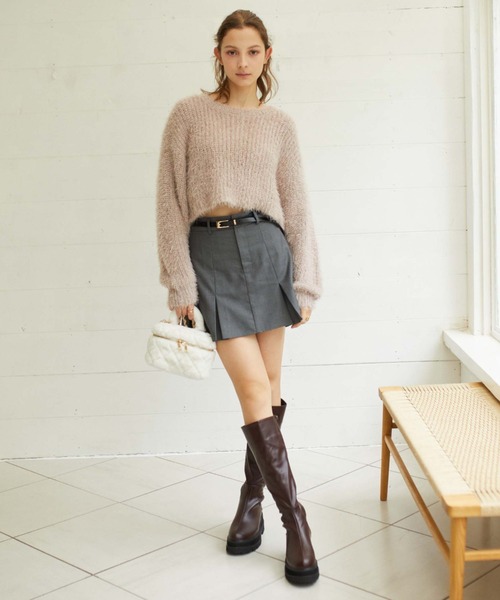 archives（アルシーヴ）の「ラメフェザークロップドニット（ニット/セーター・レディース・アイボリー/ネイビー/グレー/ピンク・MEDIUM）」の13枚目の写真