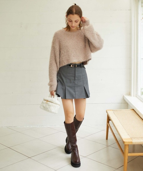 archives（アルシーヴ）の「ラメフェザークロップドニット（ニット/セーター・レディース・アイボリー/ネイビー/グレー/ピンク・MEDIUM）」の14枚目の写真