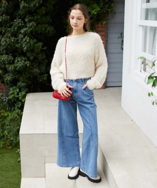 archives（アルシーヴ）の「ラメフェザークロップドニット（ニット/セーター・レディース・アイボリー/ネイビー/グレー/ピンク・MEDIUM）」の22枚目の写真