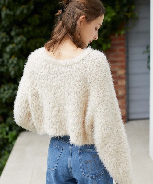 archives（アルシーヴ）の「ラメフェザークロップドニット（ニット/セーター・レディース・アイボリー/ネイビー/グレー/ピンク・MEDIUM）」の21枚目の写真