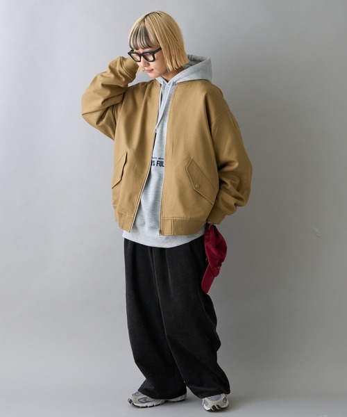 CIAOPANIC TYPY（チャオパニックティピー）の「【ユニセックス】ウールライクフライトMA-1ジャケット（MA-1・メンズ・ブラック/カーキ/ベージュ・MEDIUM/LARGE）」の5枚目の写真