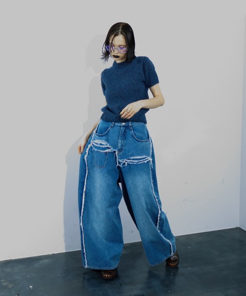 WONEM(ウォンエム)の「ダメージボリュームジーンズ(デニムパンツ・レディース・ブルー・1/2)」の14枚目の写真