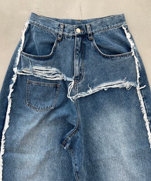 WONEM(ウォンエム)の「ダメージボリュームジーンズ(デニムパンツ・レディース・ブルー・1/2)」の19枚目の写真