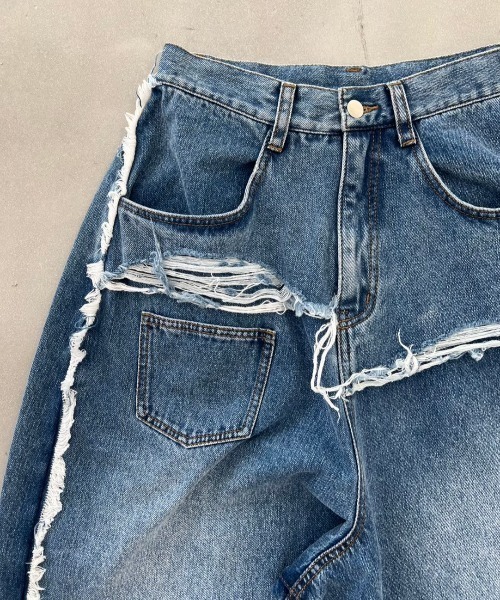 WONEM(ウォンエム)の「ダメージボリュームジーンズ(デニムパンツ・レディース・ブルー・1/2)」の20枚目の写真