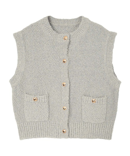 UR'S(ユアーズ)の「ゴールド釦ニットベスト/カーディガン(ベスト・レディース・ブラック/レッド/グレー/アイボリー・S/L/M)」の3枚目の写真