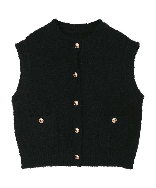 UR'S(ユアーズ)の「ゴールド釦ニットベスト/カーディガン(ベスト・レディース・ブラック/レッド/グレー/アイボリー・S/L/M)」の2枚目の写真
