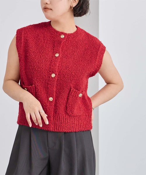 UR'S(ユアーズ)の「ゴールド釦ニットベスト/カーディガン(ベスト・レディース・ブラック/レッド/グレー/アイボリー・S/L/M)」の15枚目の写真