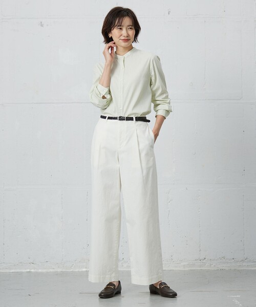 J.PRESS Ladies(J.プレス レディス)の「【洗える】BEZ VEGA バンドカラー ブラウス(シャツ/ブラウス・レディース・イエロー系1/ピンク系1/サックスブルー系1・XS)」の7枚目の写真