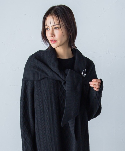 【セール】【カタログ掲載】ケーブル編みニットストール≪手洗い可能≫（ストール/ショール）｜LAUTREAMONT（ロートレアモン）