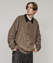 衿付きニットカーディガン