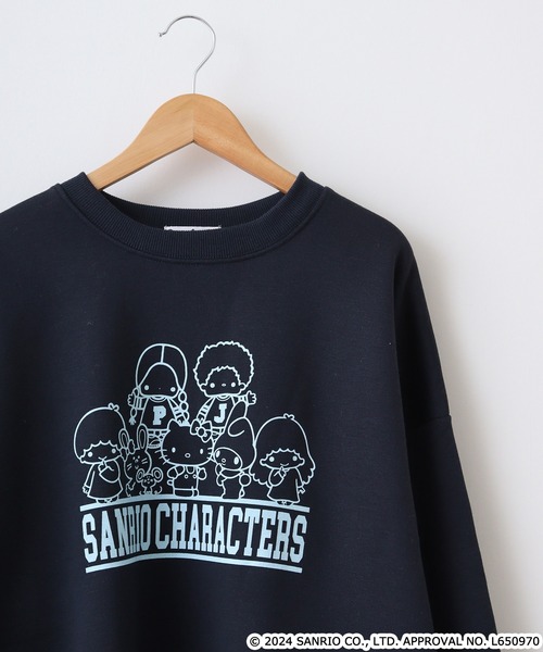 sanrio（サンリオ）の「サンリオキャラクターズプリント裏起毛ビッグシルエットトレーナー（スウェット・メンズ・ネイビー/オートミール/グリーン/オフホワイト/クリーム/アイボリー系/ネイビー系/サックスブルー/ダークラベンダー/ホワイト系・FREE）」の9枚目の写真