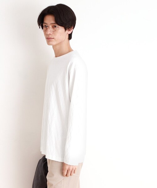 THE SHOP TK （ザ ショップ ティーケー ）の「ジオメトリックリンクス長袖Tシャツ ON／OFF兼用（Tシャツ/カットソー・メンズ・オフホワイト/チャコールグレー/ブラック・01/02/03/04）」の9枚目の写真