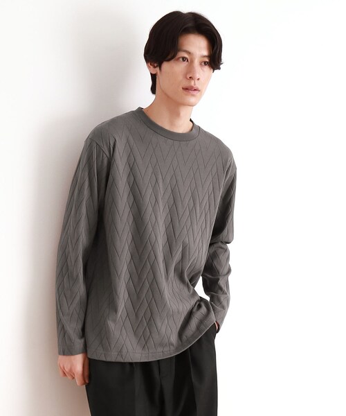 THE SHOP TK （ザ ショップ ティーケー ）の「ジオメトリックリンクス長袖Tシャツ ON／OFF兼用（Tシャツ/カットソー・メンズ・オフホワイト/チャコールグレー/ブラック・01/02/03/04）」の13枚目の写真