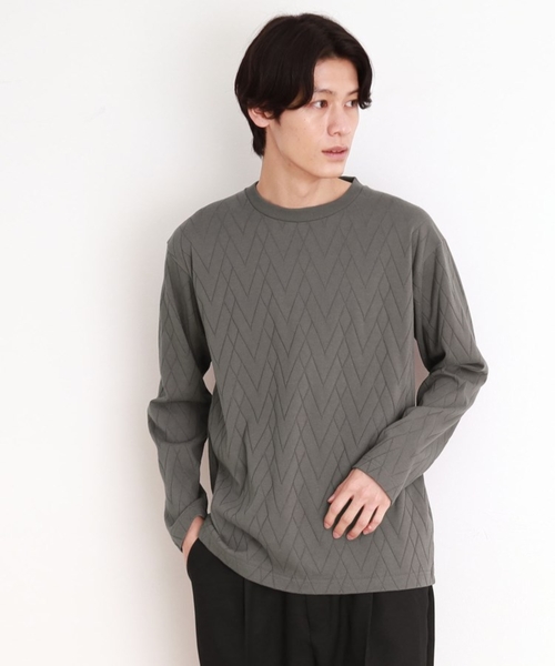 THE SHOP TK （ザ ショップ ティーケー ）の「ジオメトリックリンクス長袖Tシャツ ON／OFF兼用（Tシャツ/カットソー・メンズ・オフホワイト/チャコールグレー/ブラック・01/02/03/04）」の14枚目の写真